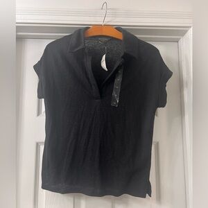 NWT Banana Republic Classic Black Short Sleeve Linen Top Sz XS 
Casual